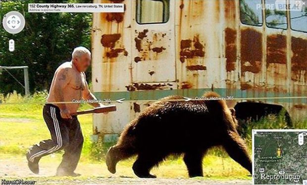 Doido correndo atrás do urso!