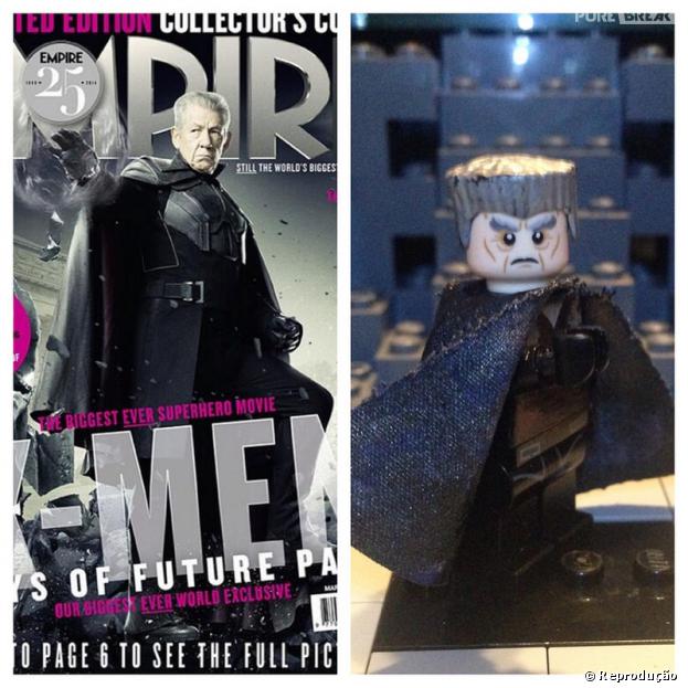 Capa da "Empire" com Magneto do "X-Men" e ao lado sua versão em Lego