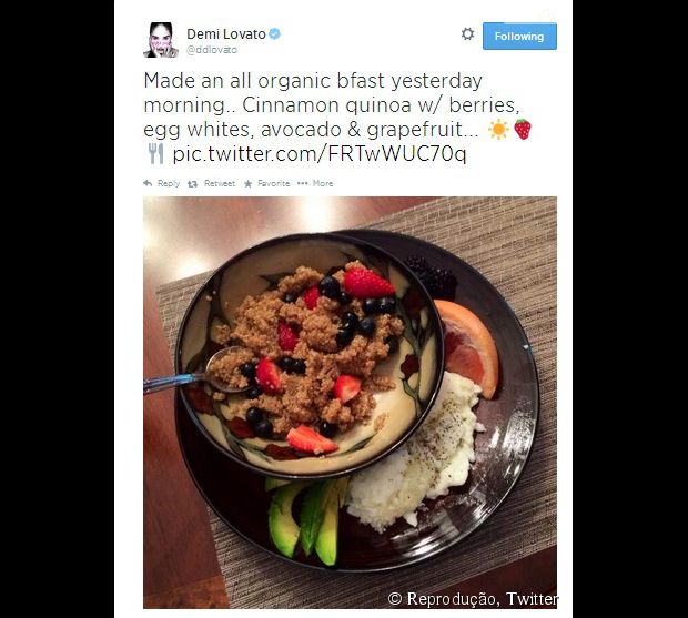 Demi Lovato mostra dieta no Twitter!