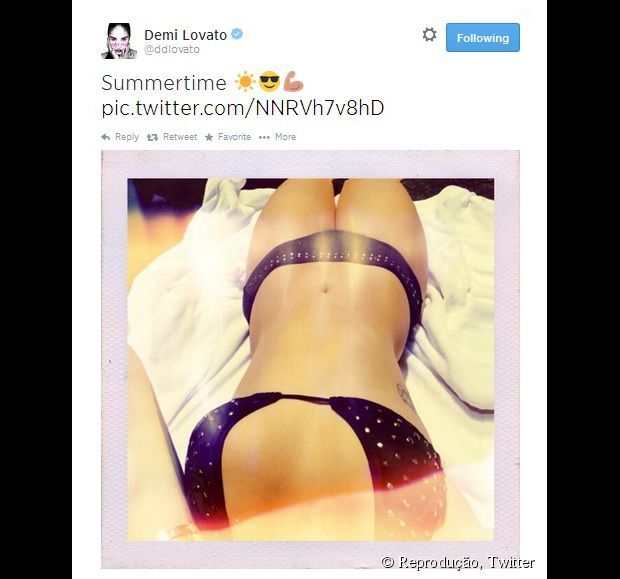 Mas o resultado apareceu para Demi Lovato! E ela mostrou corpão no Twitter!