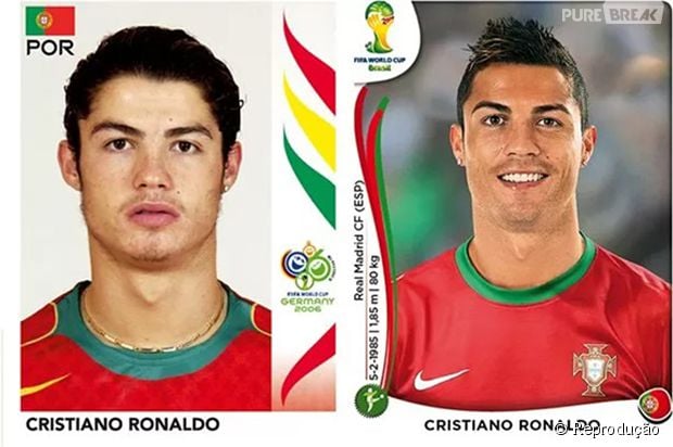Cristiano Ronaldo antes e depois.