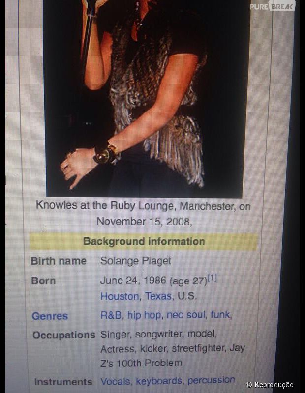 Solange e suas novas ocupações no Wikipedia