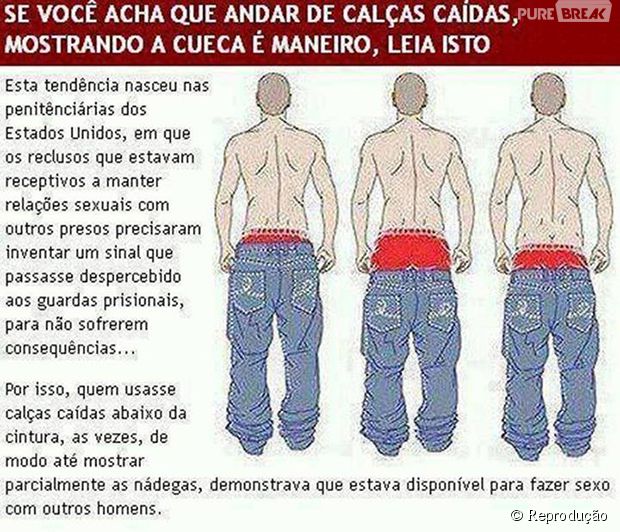 Moda das calças caídas surgiu na prisão realmente, mas não tem nada a ver com código gay.