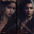 Nina Dobrev é Elena (à direita), Katherine (à esquerda) e Amara em "The Vampire Diaries"