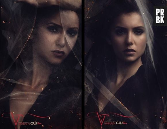 Nina Dobrev é Elena (à direita), Katherine (à esquerda) e Amara em "The Vampire Diaries"