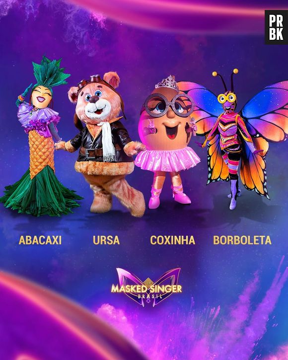 "The Masked Singer Brasil": Abacaxi, Ursa, Coxinha e Borboleta foram as primeiras fantasias reveladas