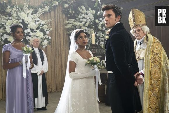 "Bridgerton", 2ª temporada: casamento fracassado de Edwina (Charithra Chandran) e Anthony (Jonathan Bailey) foi o motivo de não ter tido uma cena da cerimônia de Anthony e Kate (Simone Ashley)