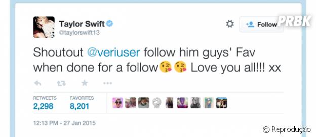 Os tuítes publicados no microblog da Taylor Swift foram apagados