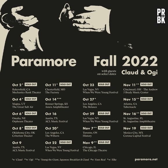 Paramore já iniciou a atual turnê com shows nos Estados Unidos