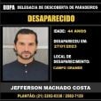 Jeff Machado foi dado como desaparecido no final de janeiro
