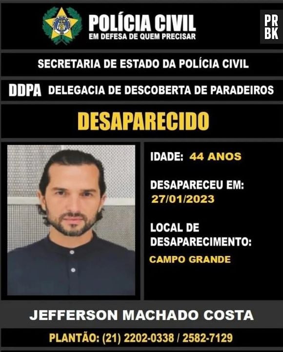 Jeff Machado foi dado como desaparecido no final de janeiro