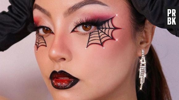 Make com teia de aranha é uma das melhores ideias de maquiagem para arrasar nas festas de Halloween