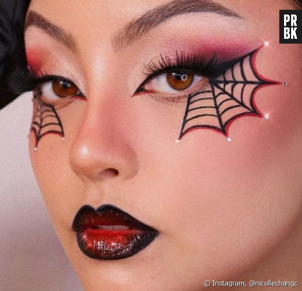 Make com teia de aranha é uma das melhores ideias de maquiagem para arrasar nas festas de Halloween