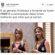  Os internautas zoaram, mas v&atilde;o sentir saudade das g&ecirc;meas do "BBB15", da Globo 