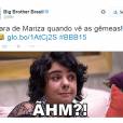  Essa cara da Mariza quando descobriu o segredo das irm&atilde;s g&ecirc;meas do "BBB15", da Globo? 