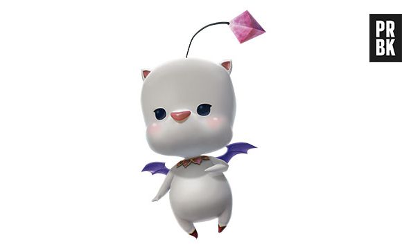 Este é Mog, um dos Moogles que vivem em Paramitia no jogo "Mevius Final Fantasy". Ele é muito sensível e consegue identificar quando o guerreiro da luz se aproxima