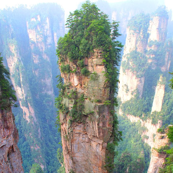 Tianzi Mountains, China. Incr&amp;iacute;vel! Literalmente pr&amp;eacute;dios de pedras repletos de verde!&amp;nbsp; 