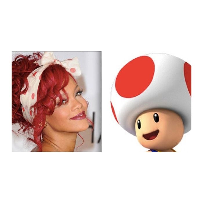  Rihanna fofa com faixa que lembra o personagem Toad! 