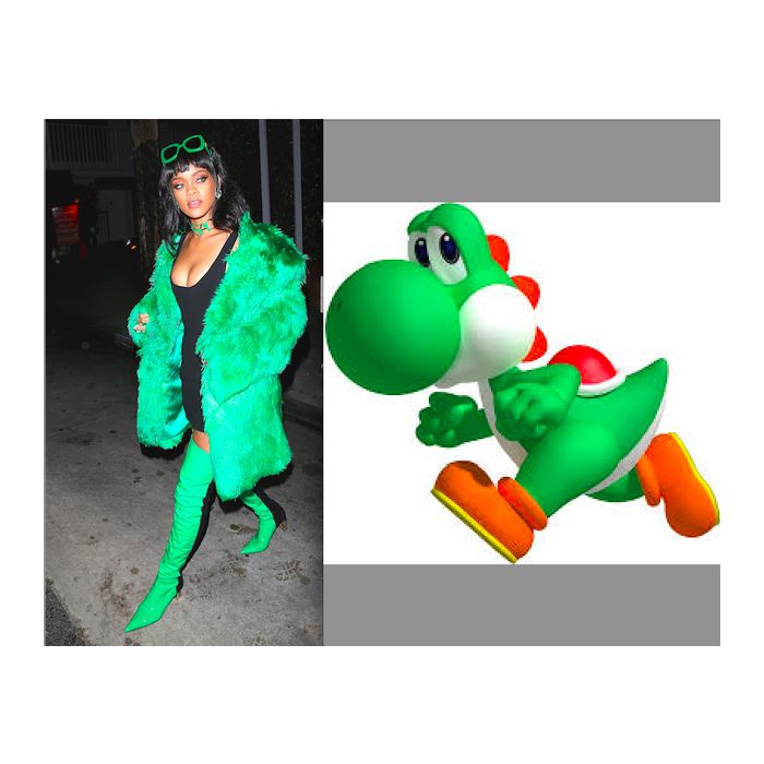  Toda de verde, Rihanna faz estilo Yoshi! 