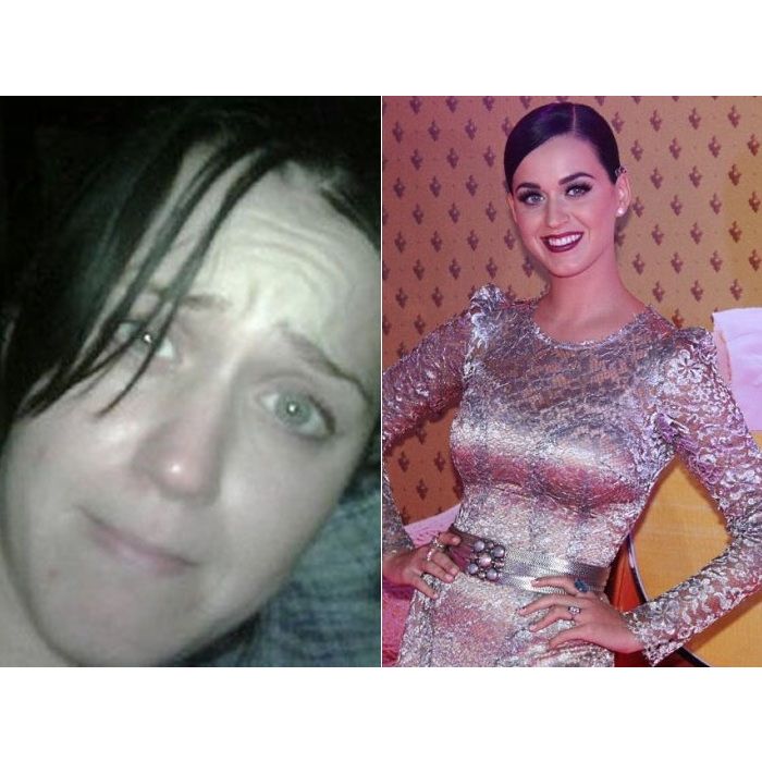 Quem ficou com cara de derrota foi a popstar Katy Perry, que posou sem maquiagem para foto