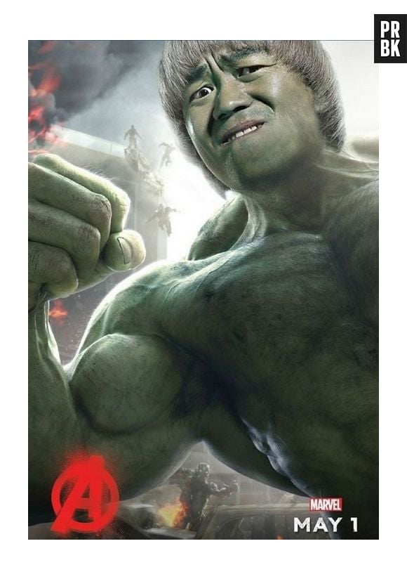 Esse Hulk, de "Os Vingadores", em versão chinesa tá muito parecido com o ator Jackie Chan