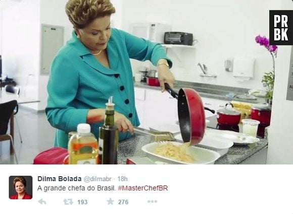 O Twitter "Dilma Bolada" aproveitou o segundo episódio de "MasterChef Brasil 2015" para brinca com a presidente