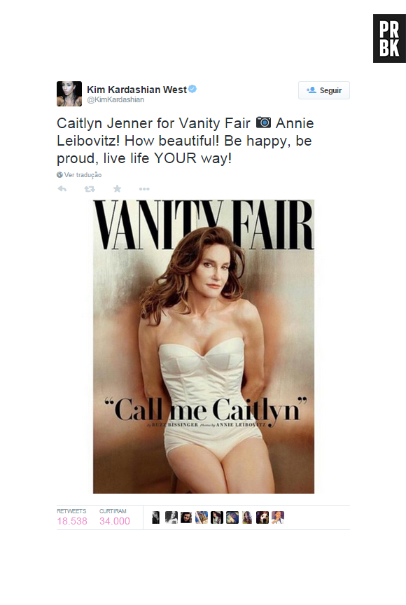 Kim Kardashian divulga capa de Caitlyn Jenner na Vanity Fair em seu Twitter e demonstra carinho