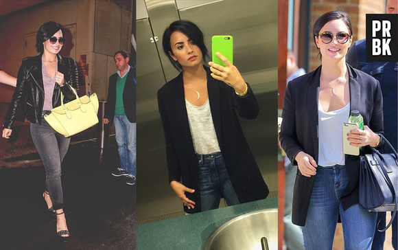 Demi Lovato não dispensa jaquetas e blazers para enfrentar o inverno