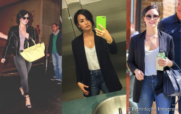Demi Lovato n&atilde;o dispensa jaquetas e blazers para enfrentar o inverno