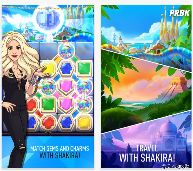Em "Love Rocks", o mobile game da Shakira, você combina gemas para fazer pontos