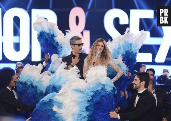 Fernanda Lima e o jurado Otaviano Costa se divertem em "Amor & Sexo"