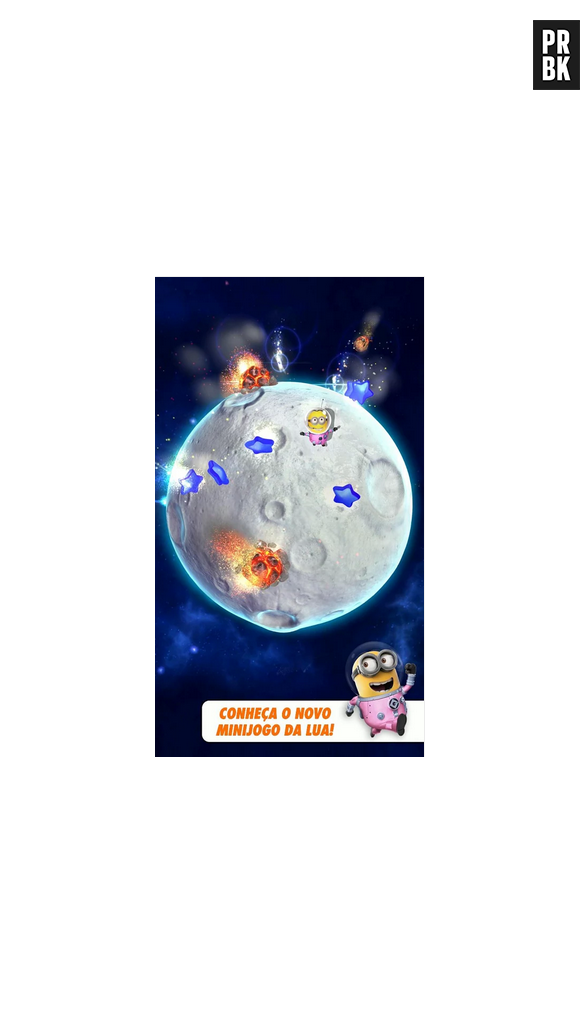 Os minions astronautas, viajando pela lua.