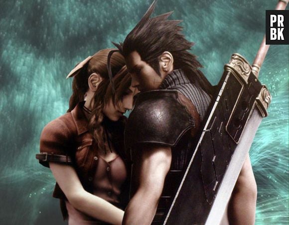 Zack e Aerith, a vendedora de flores fofa em FFVI