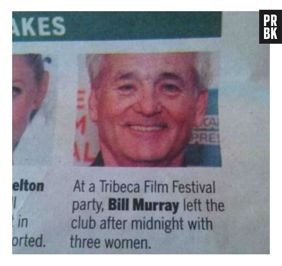 Bill Murray sai de festa acompanhado de três mulheres