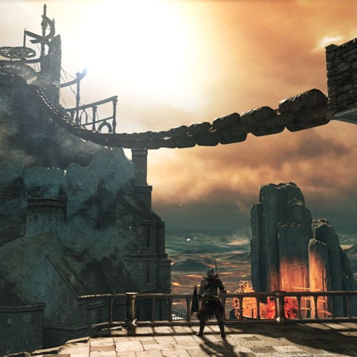  A vis&amp;atilde;o externa da torre principal vista no novo DLC de &quot;Dark Souls 2&quot; 