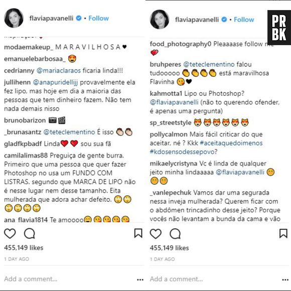 Flavia Pavanelli é acusada de ter feito lipoaspirção