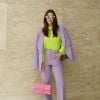 Color block: verde vibrante com roxo suave ajudam a dar equilíbrio ao look