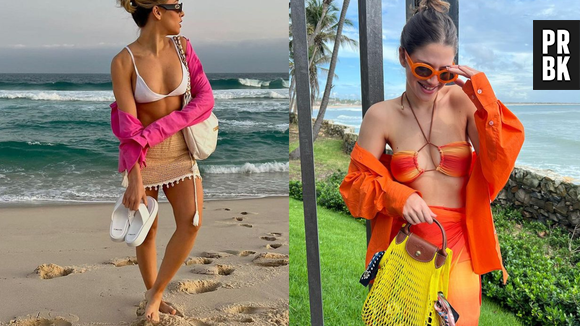 Malu Borges e Lele Burnier com itens de moda praia