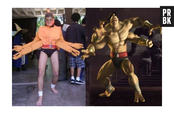 Muita critividade para recriar os braços do Goro, de "Mortal Kombat", com papel