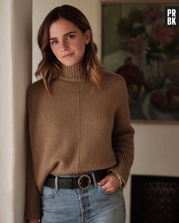 Emma Watson fica perfeita com tons mais terrosos