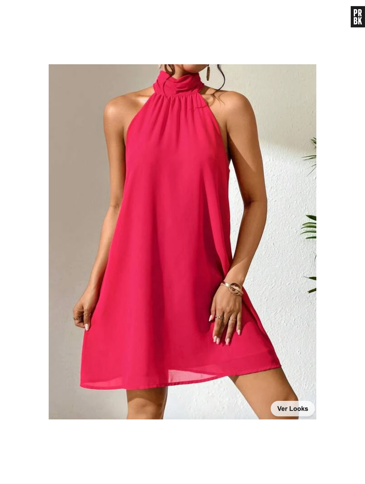 Vestidos largos de chiffon estilo halter con abertura Rosa Polvoriento