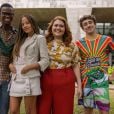    O novo elenco jovem da terceira temporada universitária de  De Volta aos 15 : Faíska, Emira Sophia, Amanda Linhares e Enzo Krieger   