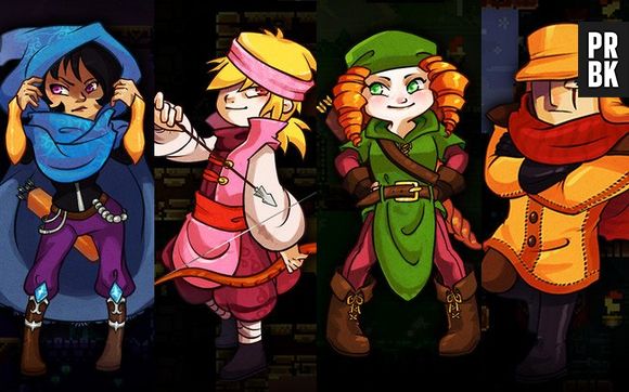 Os personagens de "Towerfall Ascension": um menino que usa rosa e uma menina que usa azul