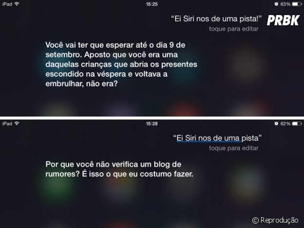 Quando perguntada sobre o iPhone 6s, Siri pede que esperem até 09 de setembro