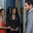 Em "Verdades Secretas": Carolina (Drica Moraes) quase flagra Alex (Rodrigo Lombardi) e Angel (Camila Queiroz)