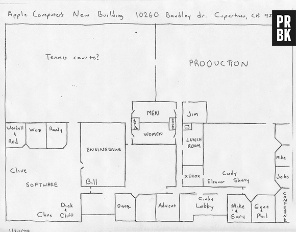 ... Nesta planta, do segundo escritório da Apple, Jobs e Wozniac já ficavam bem longe um do outro