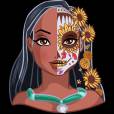 Pocahontas combinou muito com a sua maquiagem de caveira mexicana