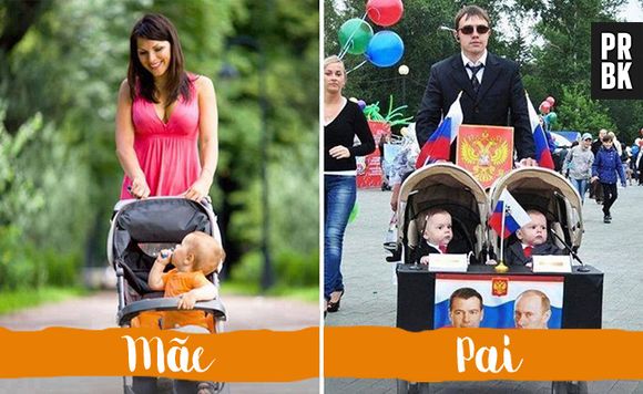 A maneira como as mães e os pais passeiam também é diferente