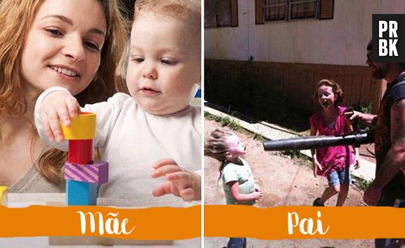 Pais e mães pensam em brincadeiras diferentes para fazer com os seus filhos