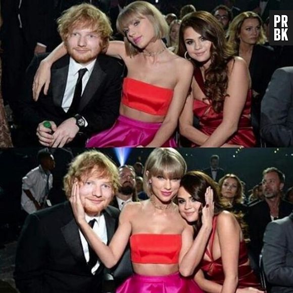 Ed Sheeran, Taylor Swift e Selena Gomez não se desgrudaram durante o Grammy 2016